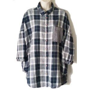 Pilcro Anthropologie The Bo Boyfriend Buttondown M/L oversized plaid shirt